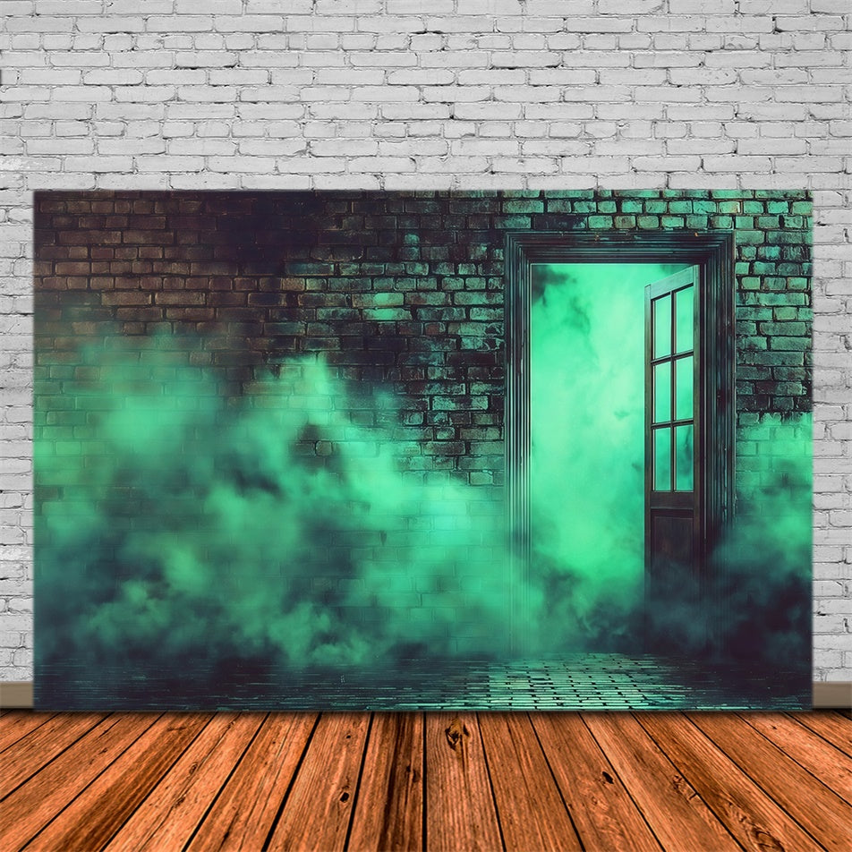 Halloween Wall Backdrop Scary Green Smokey Brick Wall Halloween Backdrop UK MRR8-15