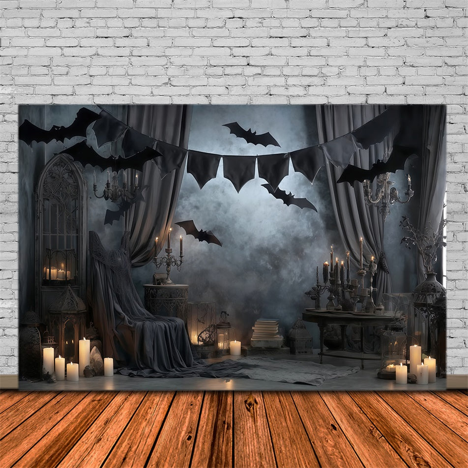Halloween Wall Backdrop Gothic Candlelit Bat Drapes Halloween Backdrop UK MRR8-16