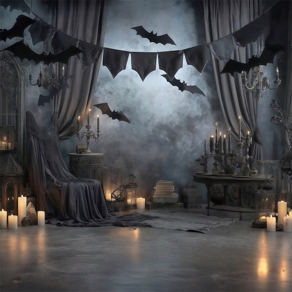 Halloween Wall Backdrop Gothic Candlelit Bat Drapes Halloween Backdrop UK MRR8-16