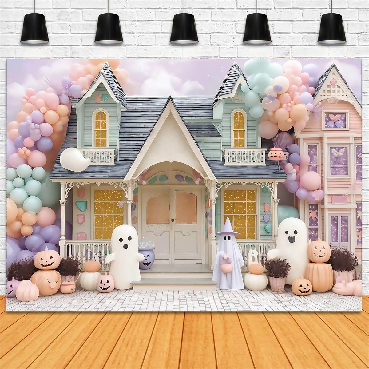 Haunted House Backdrop Pastel Haunted Candy House Halloween Backdrop UK MRR8-19