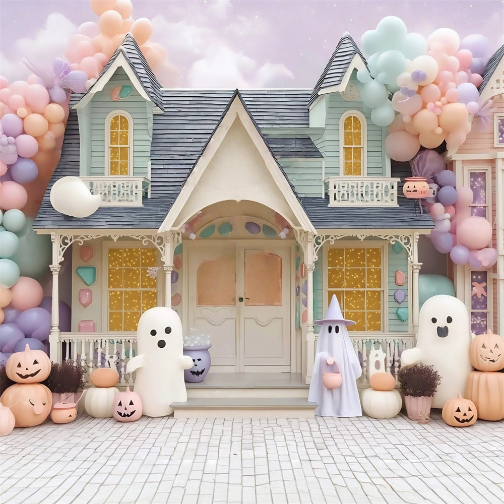 Haunted House Backdrop Pastel Haunted Candy House Halloween Backdrop UK MRR8-19