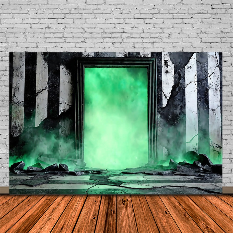 Halloween Wall Backdrop Neon Green Portal Ruins Halloween Backdrop UK MRR8-20