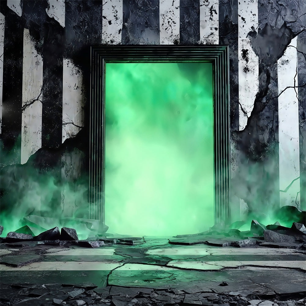 Halloween Wall Backdrop Neon Green Portal Ruins Halloween Backdrop UK MRR8-20