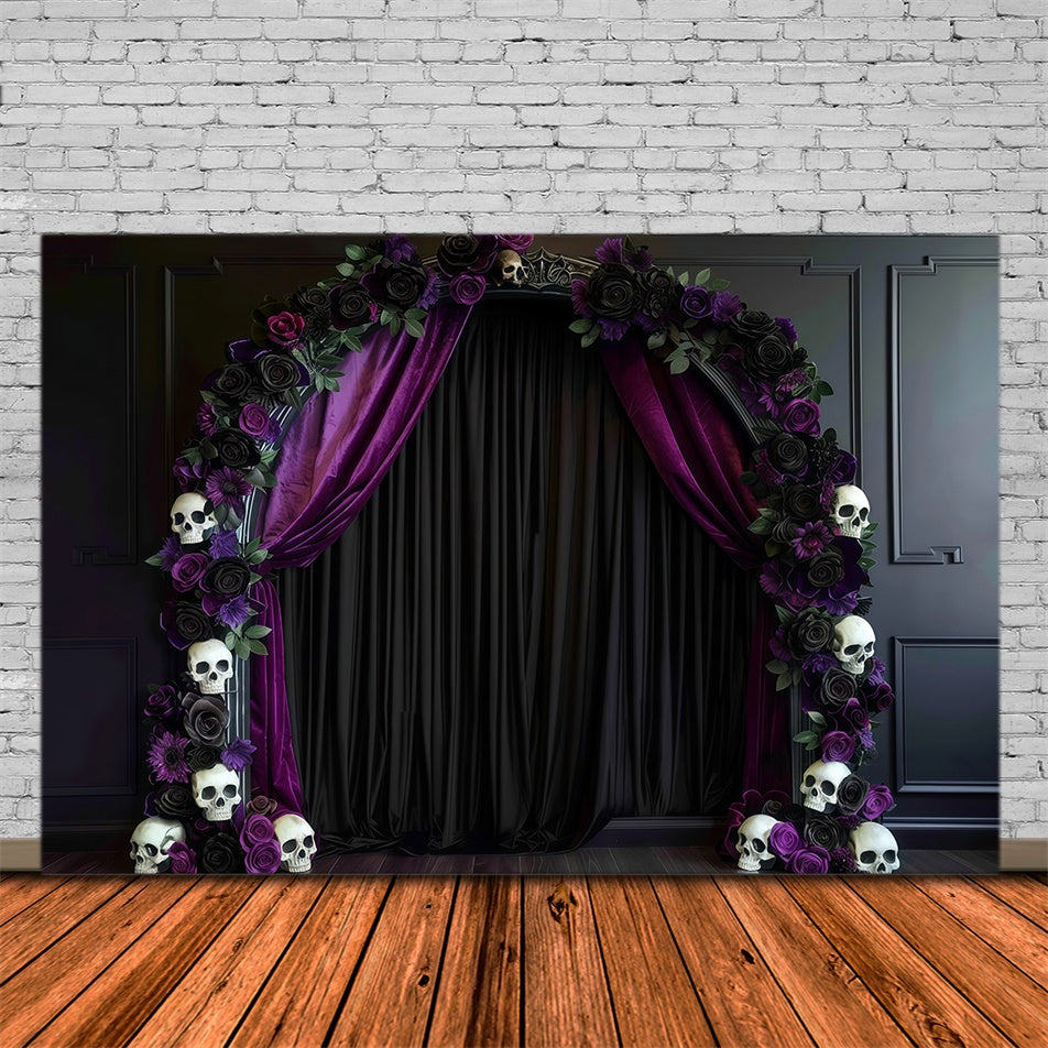 Halloween Wall Backdrop Skull Flower Gothic Archway Halloween Backdrop UK MRR8-21