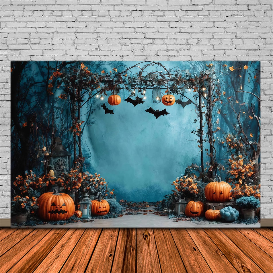 Halloween Photo Backdrop Twilight Pumpkin Forest Archway Halloween Backdrop UK MRR8-27