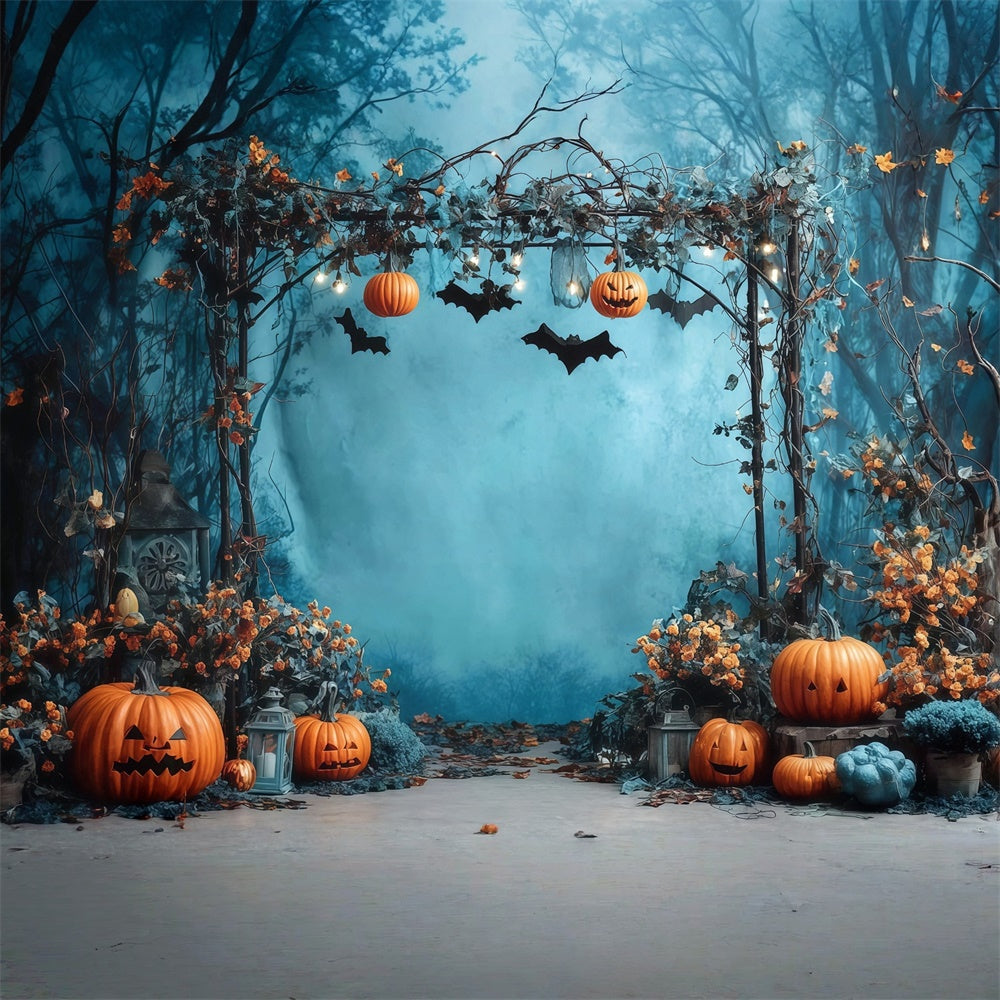 Halloween Photo Backdrop Twilight Pumpkin Forest Archway Halloween Backdrop UK MRR8-27
