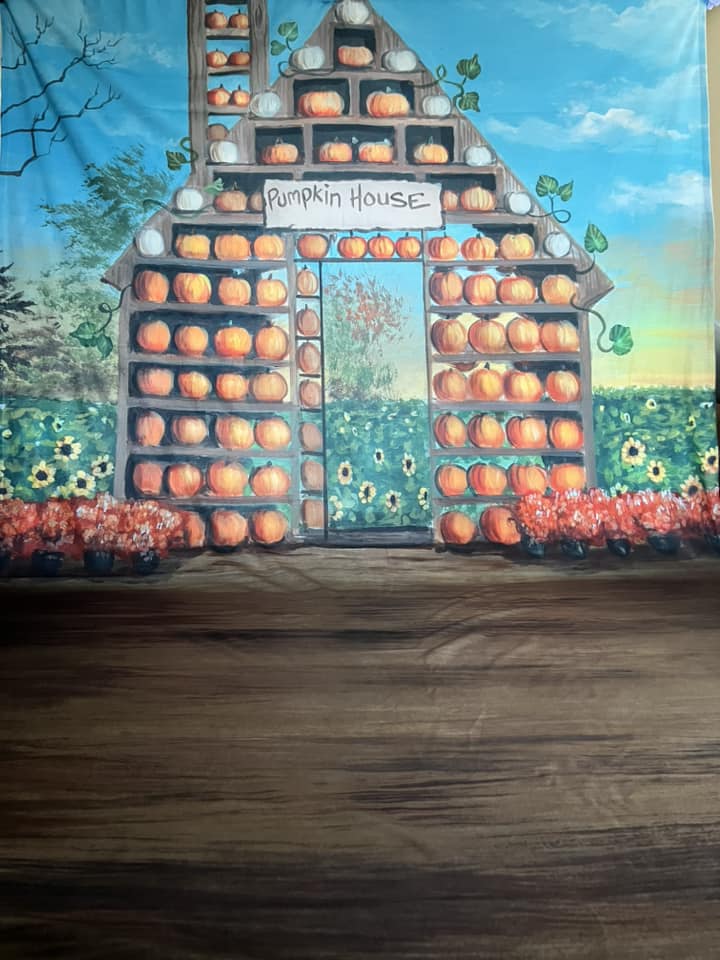 Fall Backdrop Pumpkin House Harvest Sunflower Fall Photo Backdrop UK MRR8-271