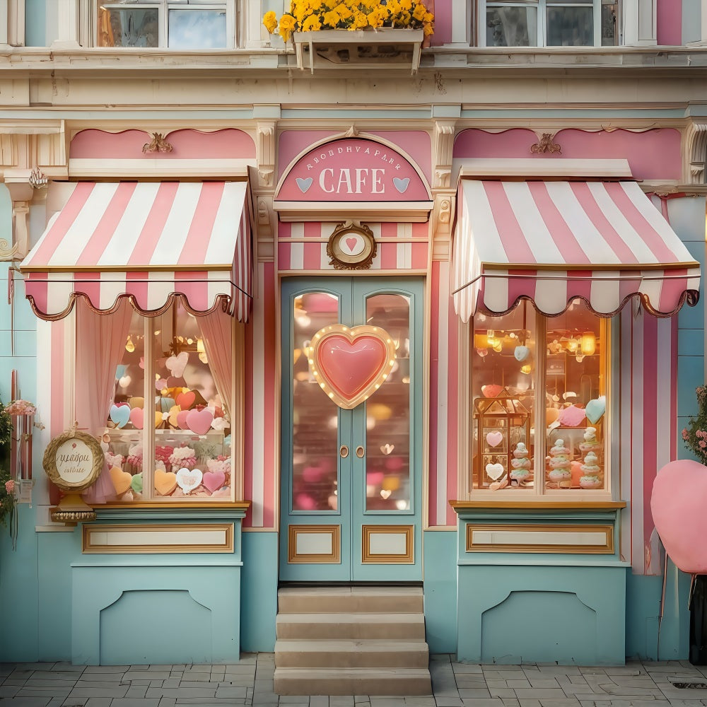 Valentine's Day Backdrop Candy Shop Window Display Valentine Photo Backdrop UK MRR8-273