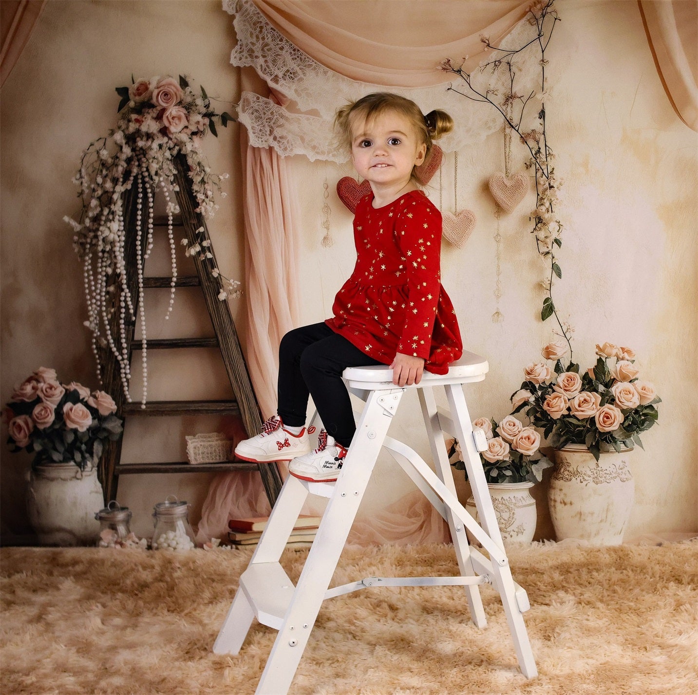 Valentine Photo Backdrop Romantic Floral Love Heart Valentine's Day Backdrop UK MRR8-274