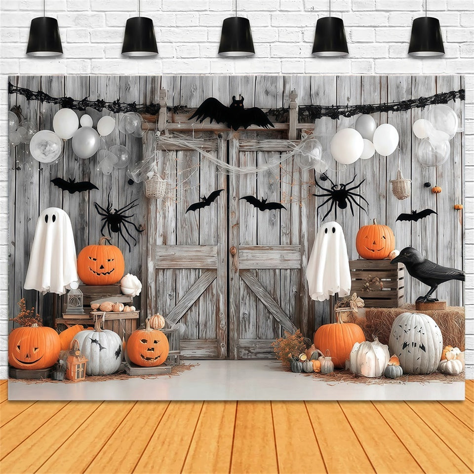 Halloween Backdrops for Photos Wooden Door Spider Bat Spooky Halloween Backdrop UK MRR8-33