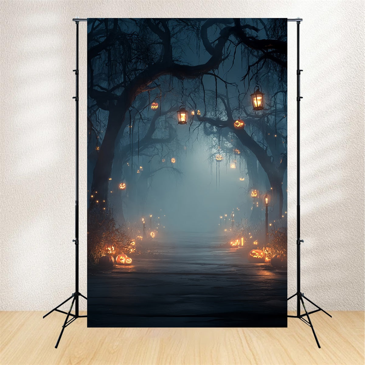 Spooky Halloween Backdrop Dim Forest Lights Halloween Backdrop UK MRR8-34