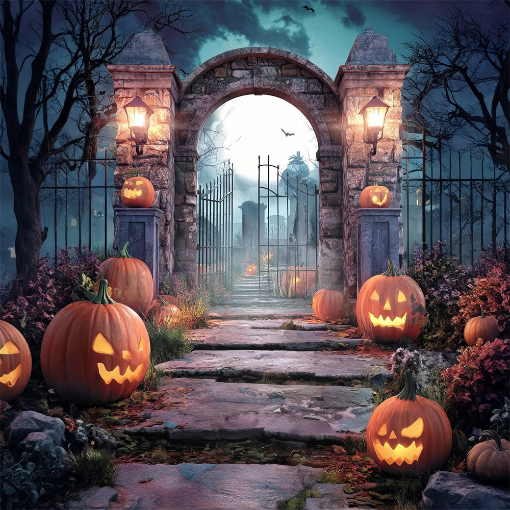 Halloween Graveyard Backdrop Pumpkin Tomb Guard Spooky Halloween Backdrop UK MRR8-39