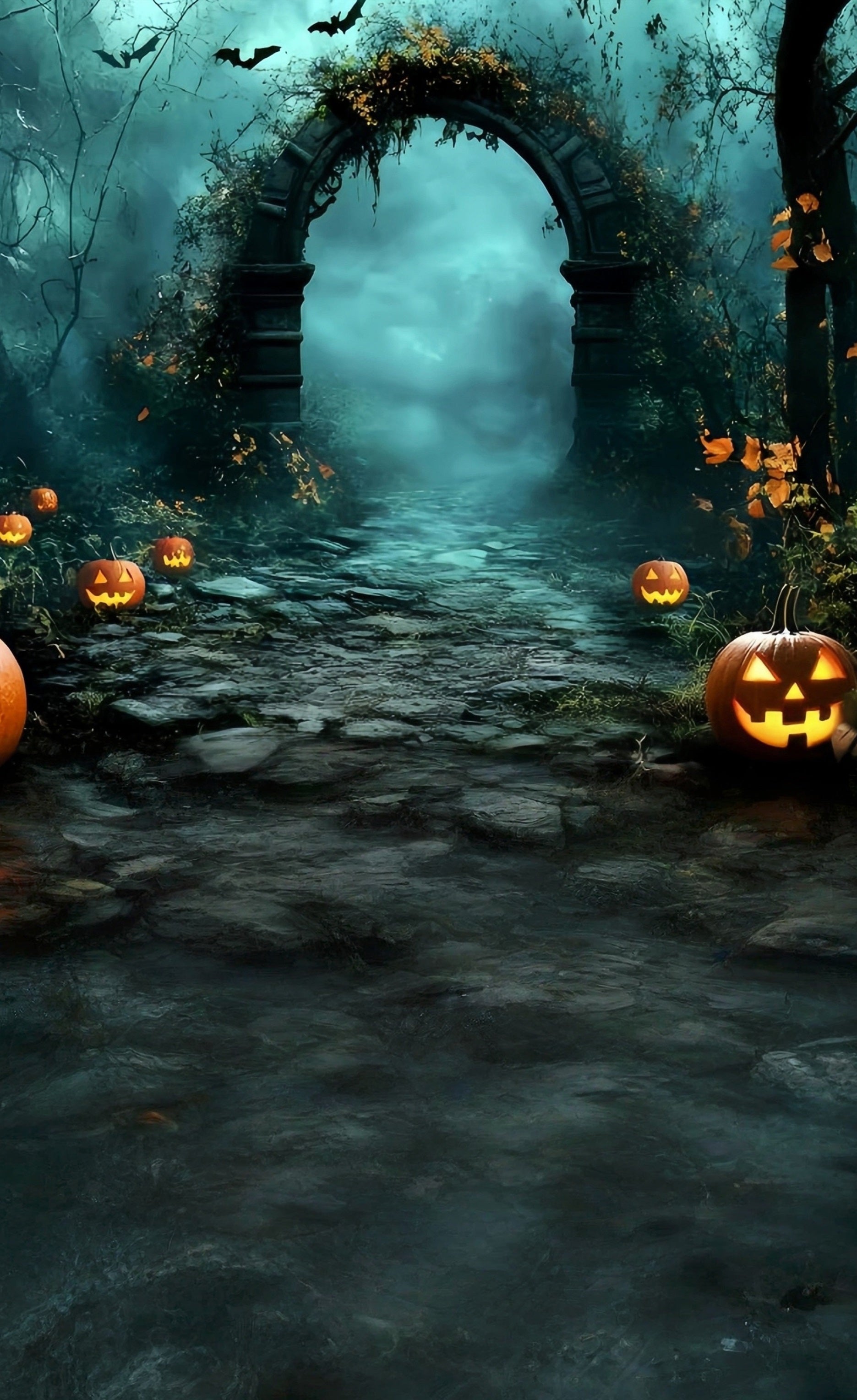 Halloween Backdrop Ideas Vine Covered Arches Misty Sweep Backdrop UK MRR8-61
