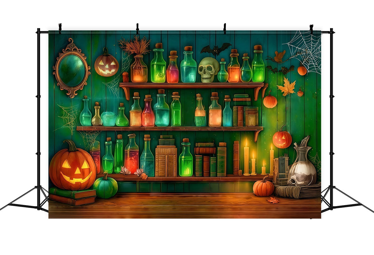 Halloween Wall Backdrop Chemical Reagent Skull Spooky Green Wall Backdrop UK MRR8-9