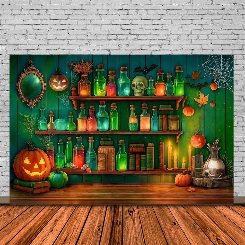 Halloween Wall Backdrop Chemical Reagent Skull Spooky Green Wall Backdrop UK MRR8-9