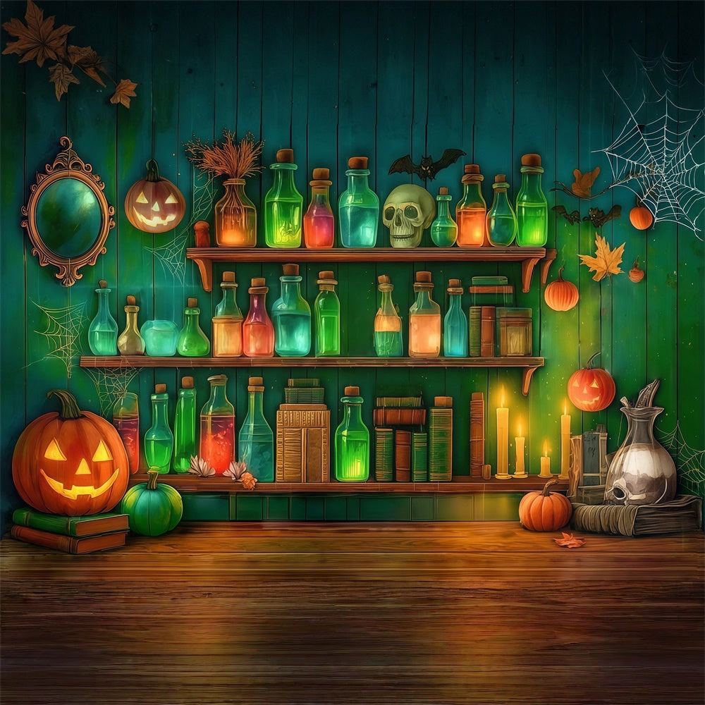 Halloween Wall Backdrop Chemical Reagent Skull Spooky Green Wall Backdrop UK MRR8-9