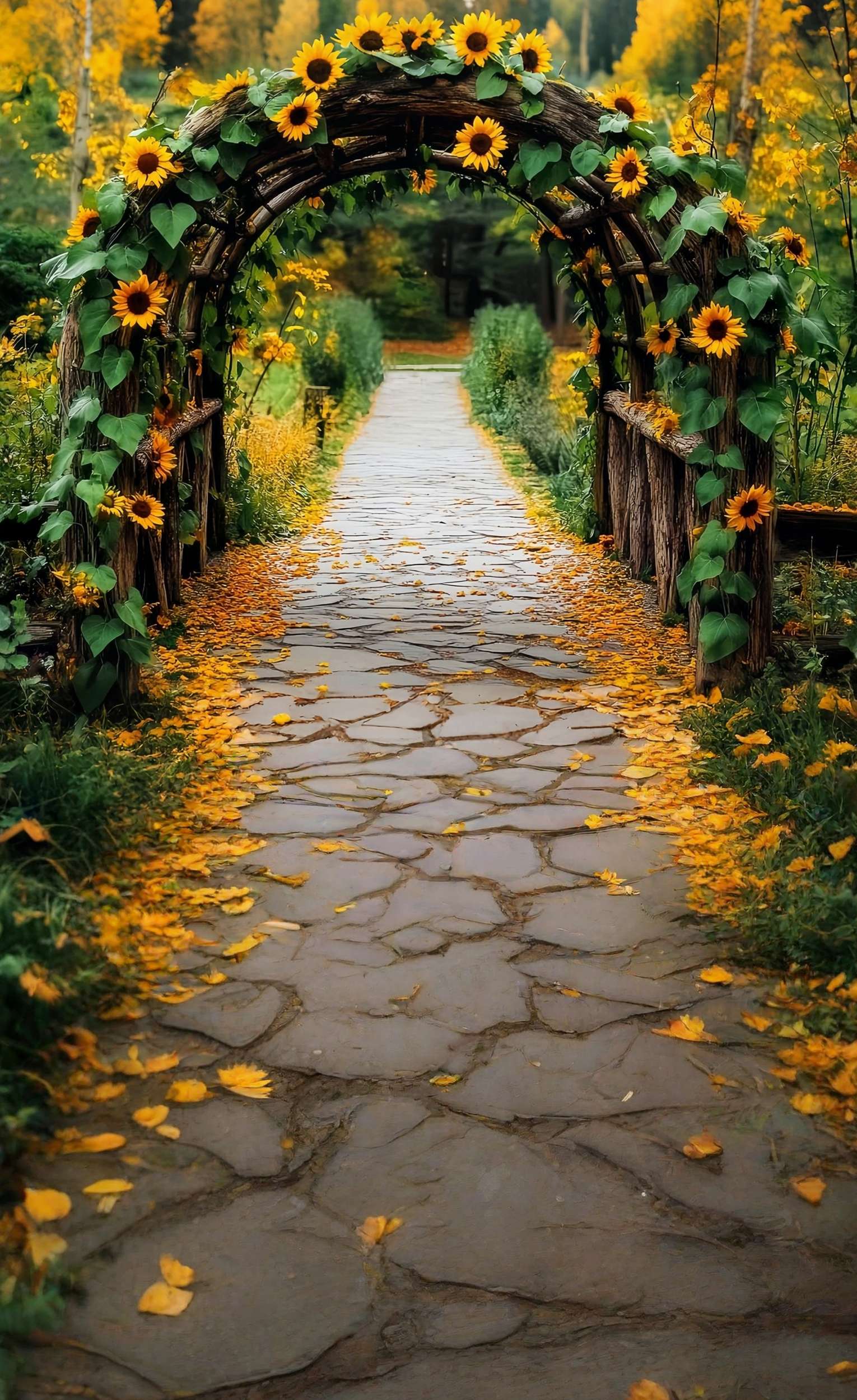 Fall Backdrop Rustic Sunflower Archway Trail Sweep Backdrop UK MRR8-96