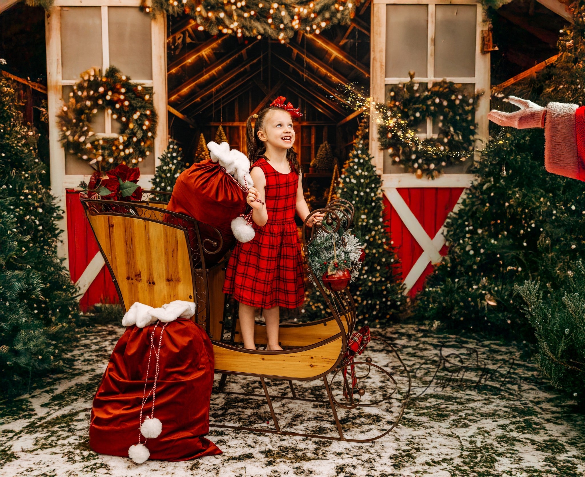 Tree Farm Backdrop Christmas Tree Barn Lights Christmas Backdrop UK MRR9-13