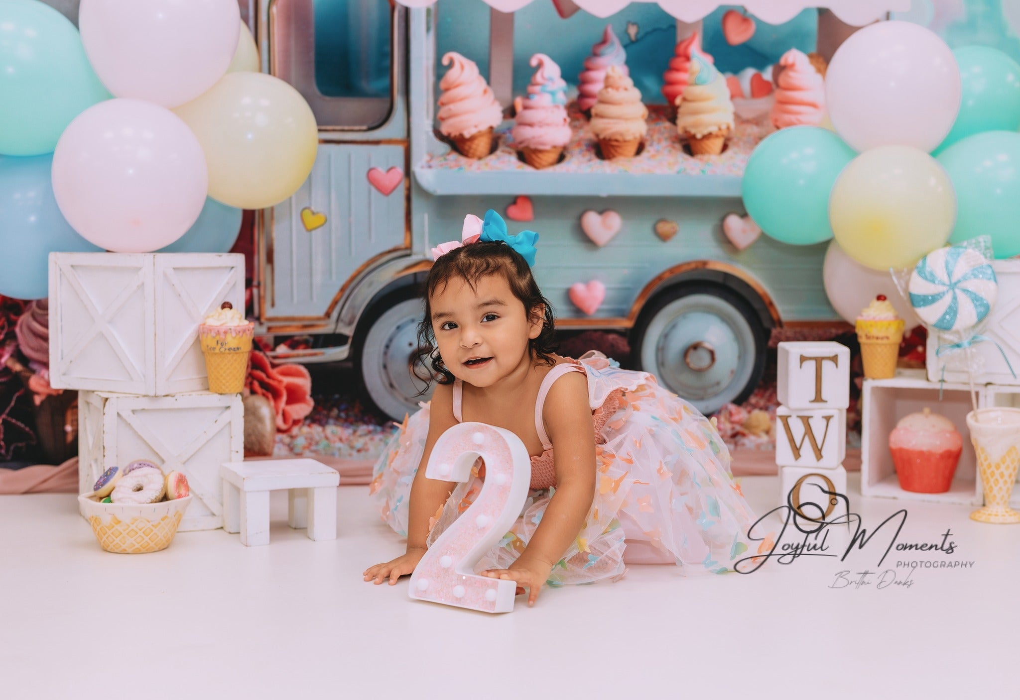 Newborn Backdrop Pastel Ice Cream Truck Sweets Kids Photo Backdrop UK MRR9-14