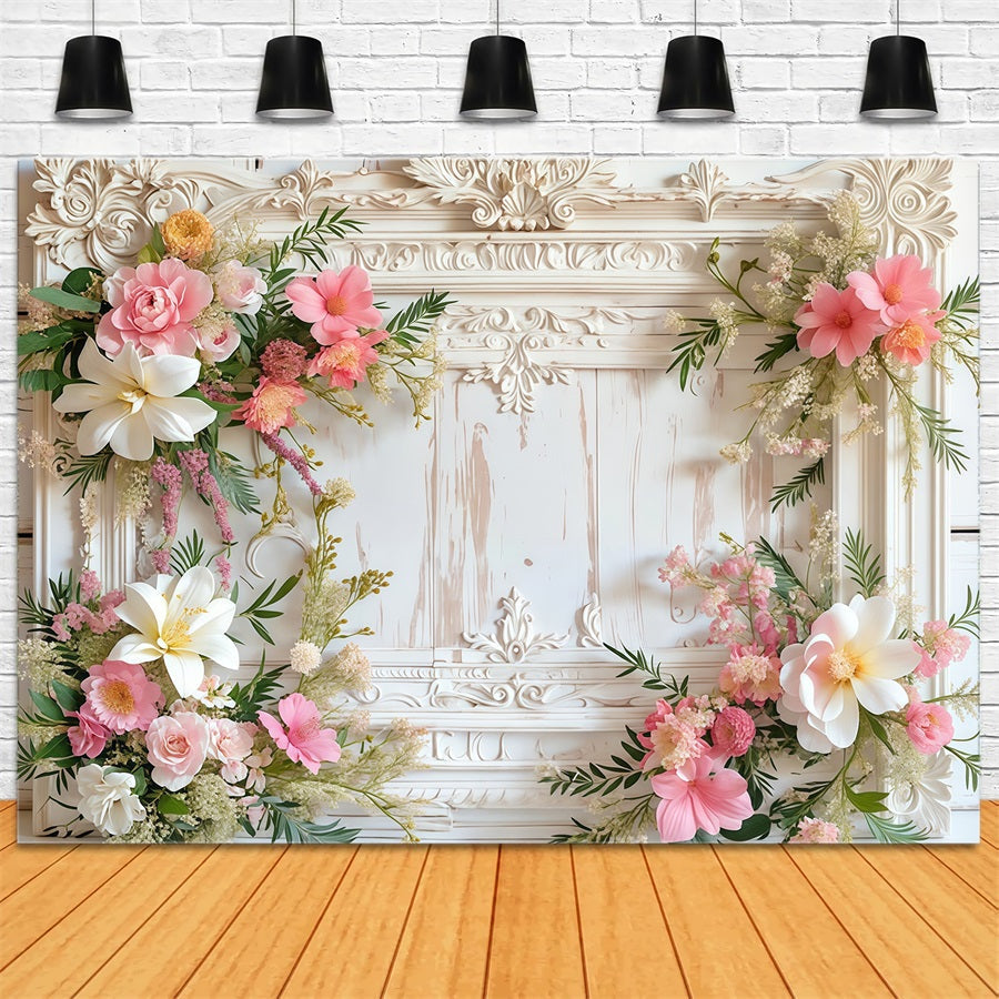 Vintage Backdrop Classic Frame Flower Garland Vintage Wall Backdrop UK MRR9-19