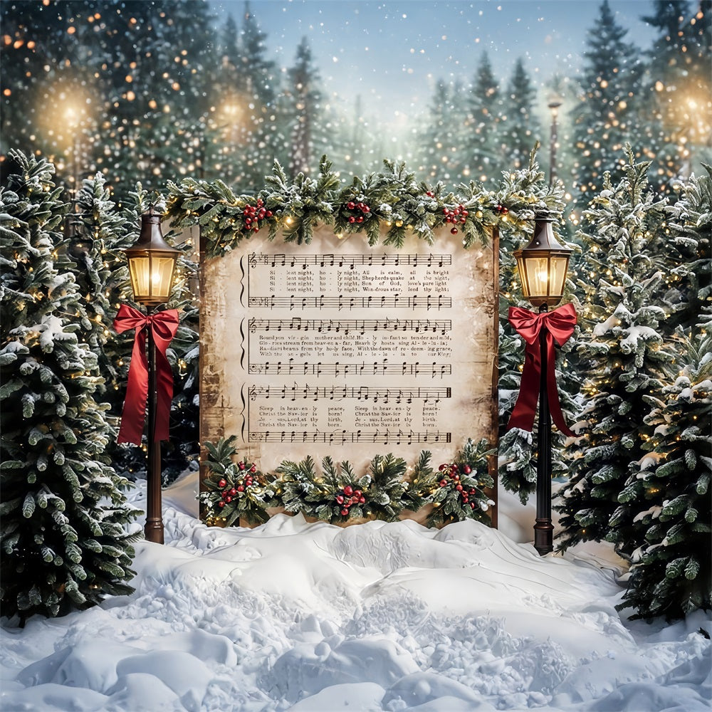 Joy To The World Backdrop Snowy Christmas Carol Music Christmas Backdrop UK MRR9-24