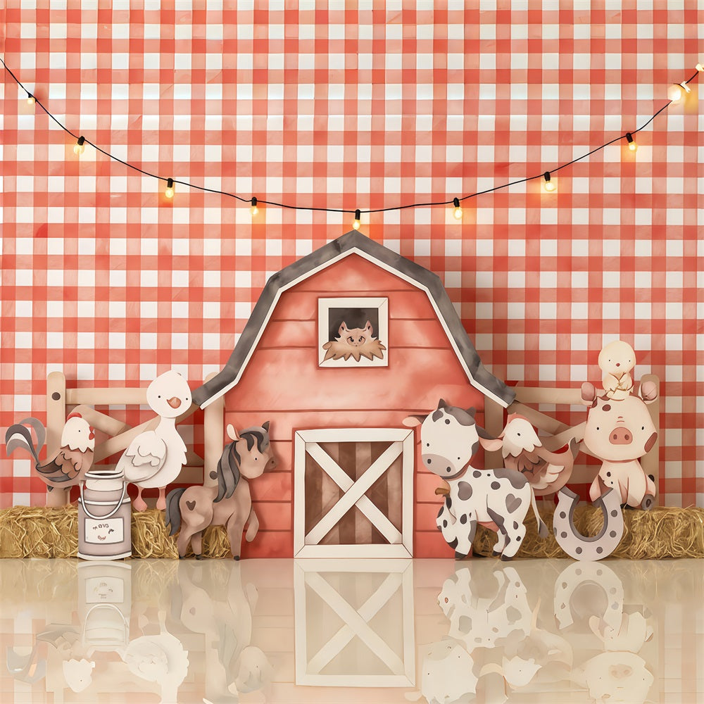 Kids Photo Backdrop Cartoon Farm Animals Barn Newborn Backdrop UK MRR9-31