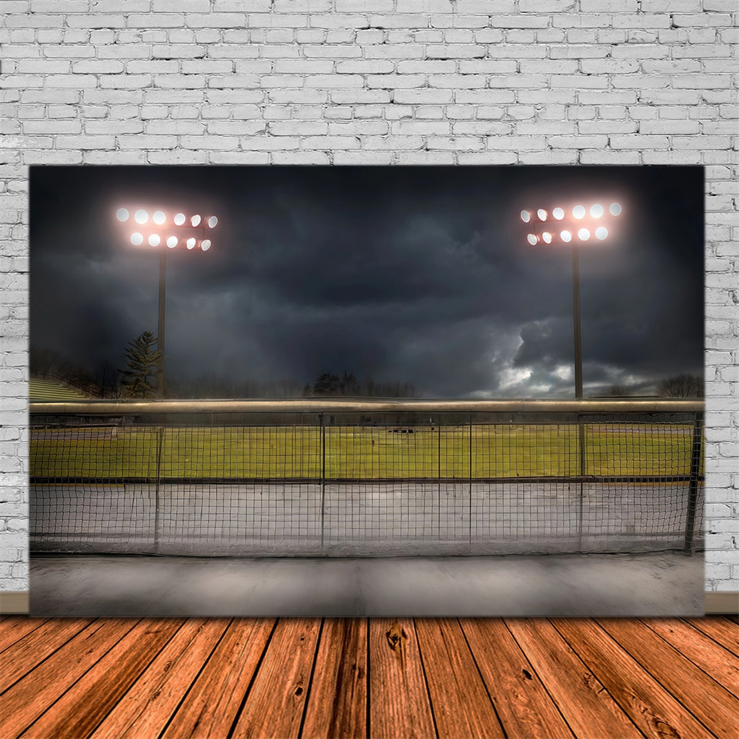 Football Field Backdrop Stadium Lights Dark Sky Sports Backdrop UK MRR9-32