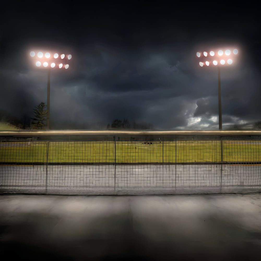 Football Field Backdrop Stadium Lights Dark Sky Sports Backdrop UK MRR9-32