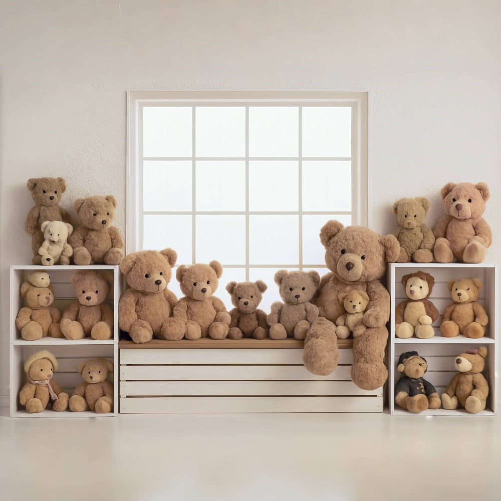 Kids Photo Backdrop Window Bench Teddy Bears Collection Children Backdrops UK MRR9-55