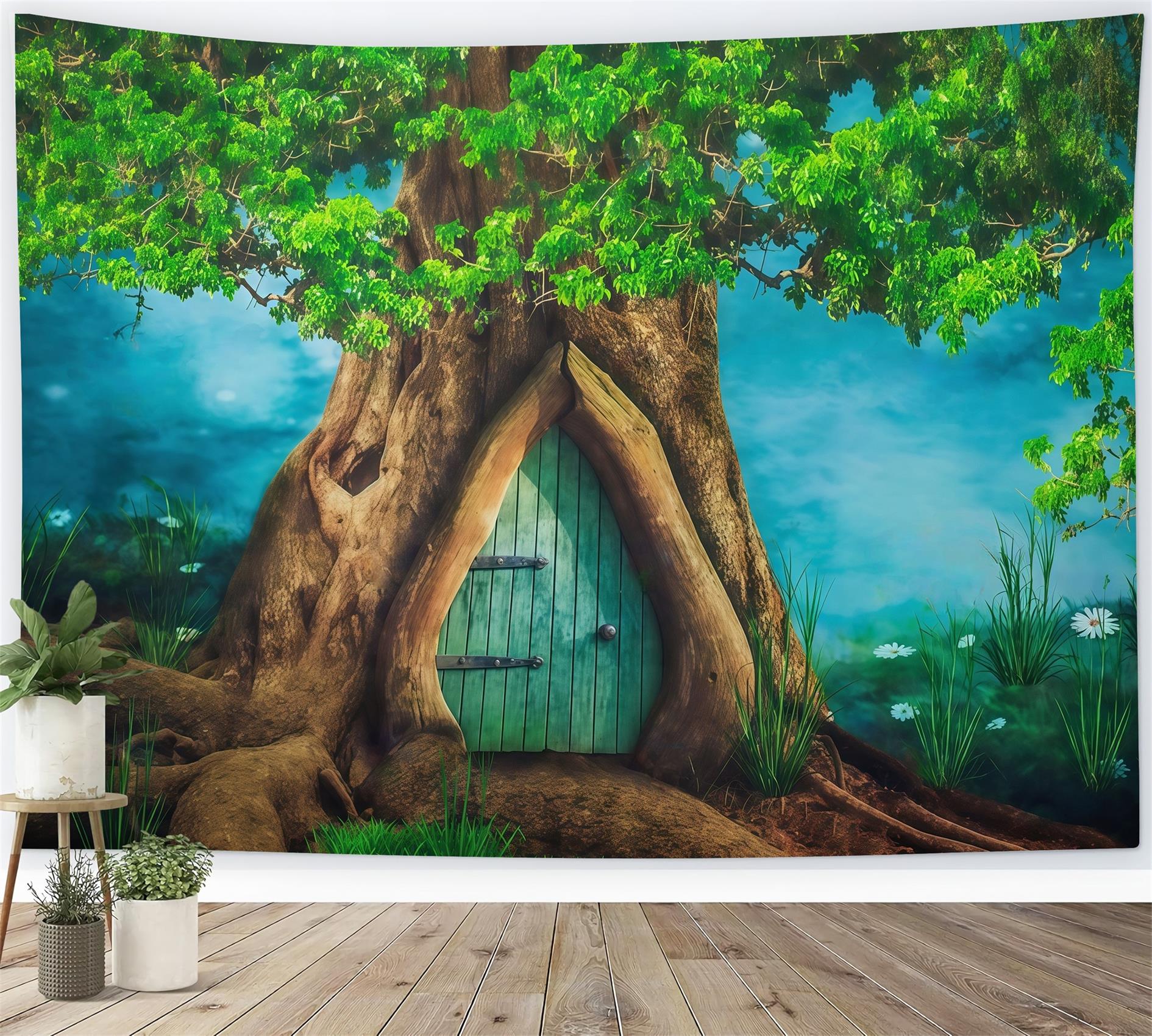 Forest Backdrop Enchanted Tree Trunk Door Newborn Photography Backdrop UK MRR9-72