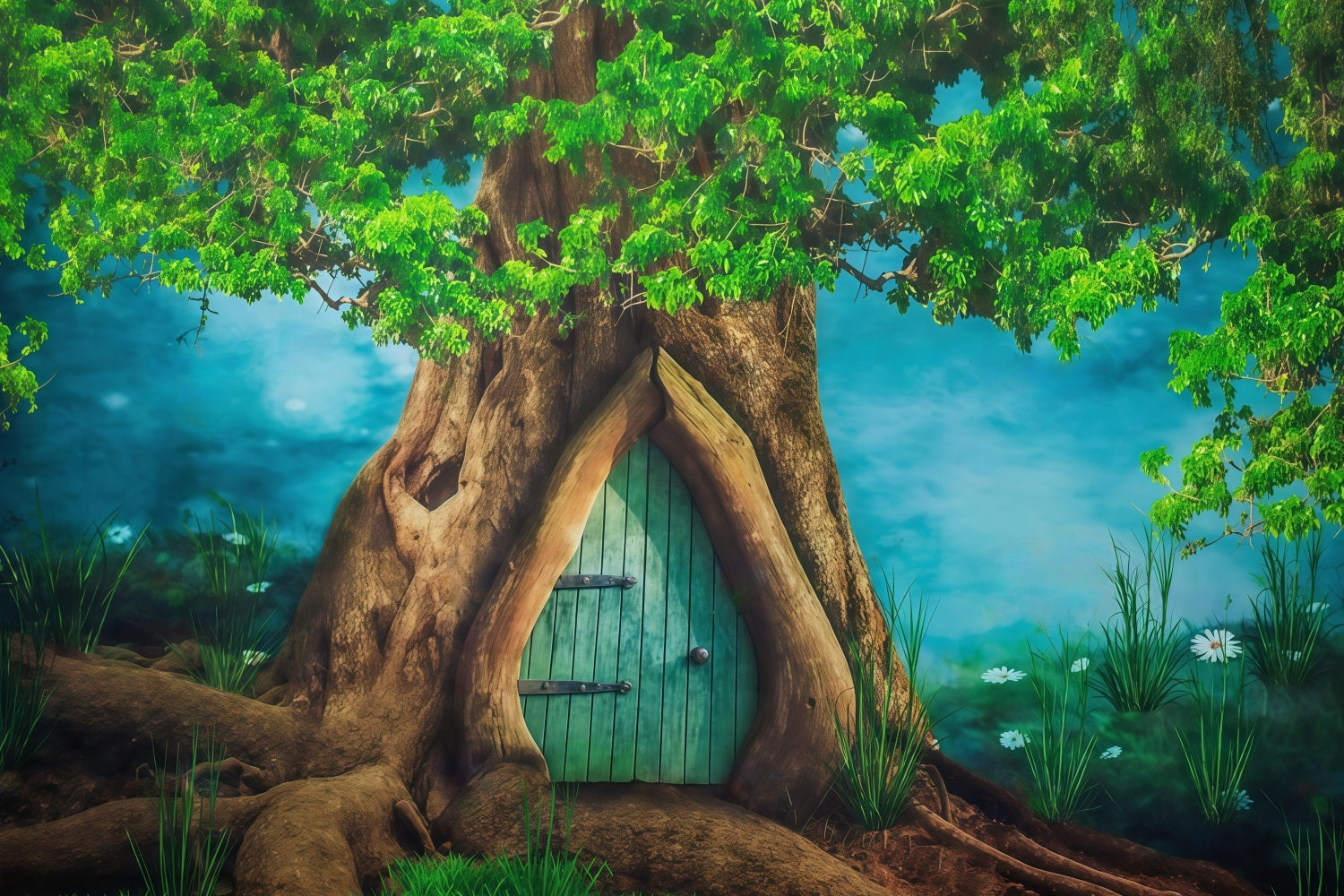 Forest Backdrop Enchanted Tree Trunk Door Newborn Photography Backdrop UK MRR9-72