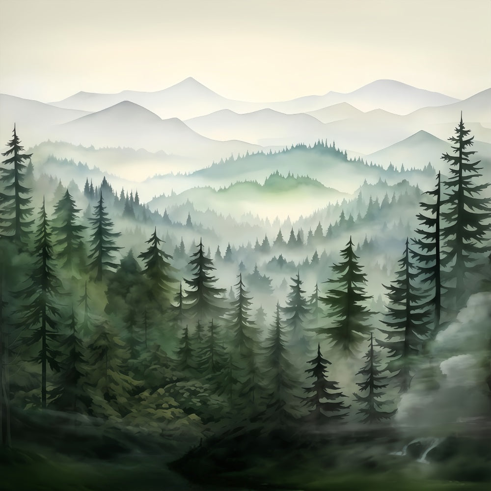 Forest Backdrop Forest Mountain Mist Layers Forest Photography Backdrop UK MRR9-74