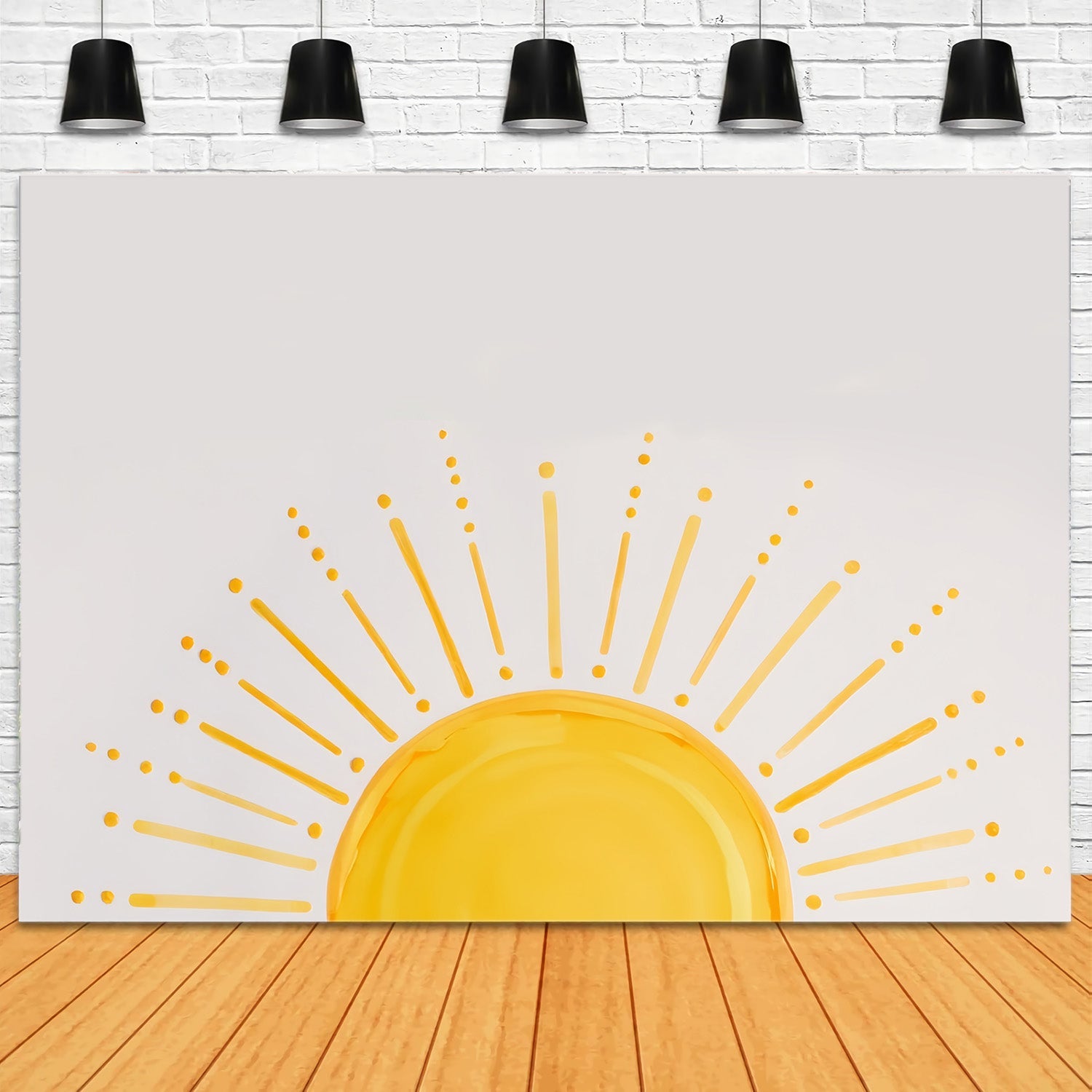 Children Backdrops Minimalist Yellow Sun Rays Kids Photo Backdrop UK MRR9-75
