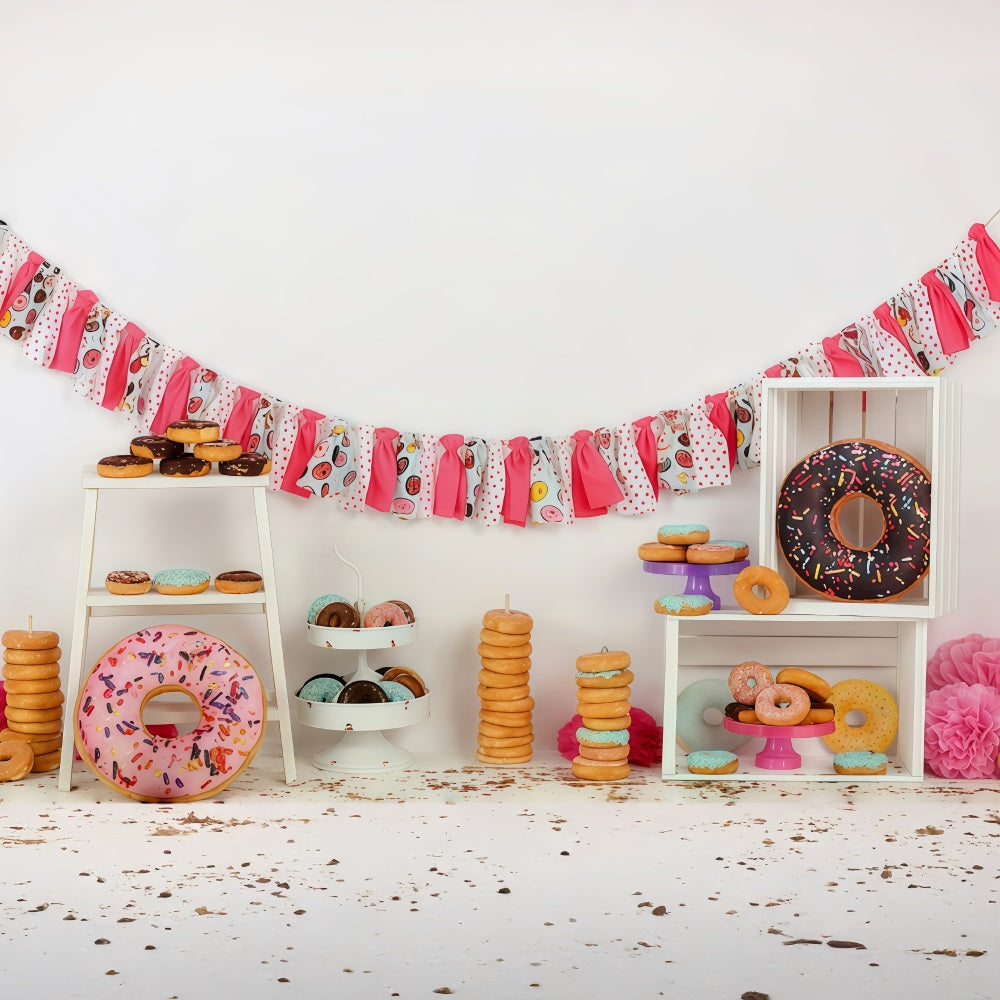 Cake Smash Backdrop Colorful Donut Dessert Party Setup Birthday Photo Backdrop UK MRR9-8