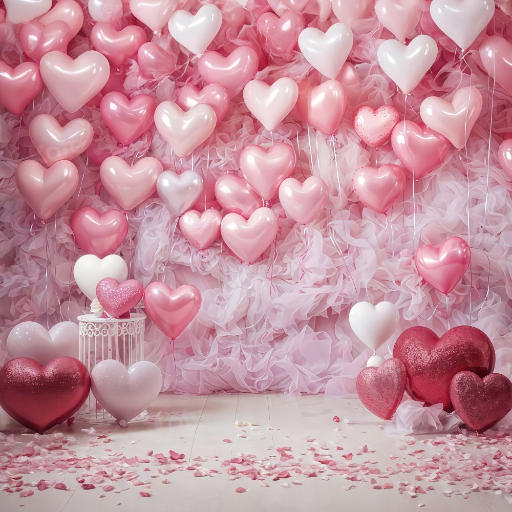 Valentine Backdrop Pink Heart Balloon Wall Valentine's Day Backdrop UK MRR9-88
