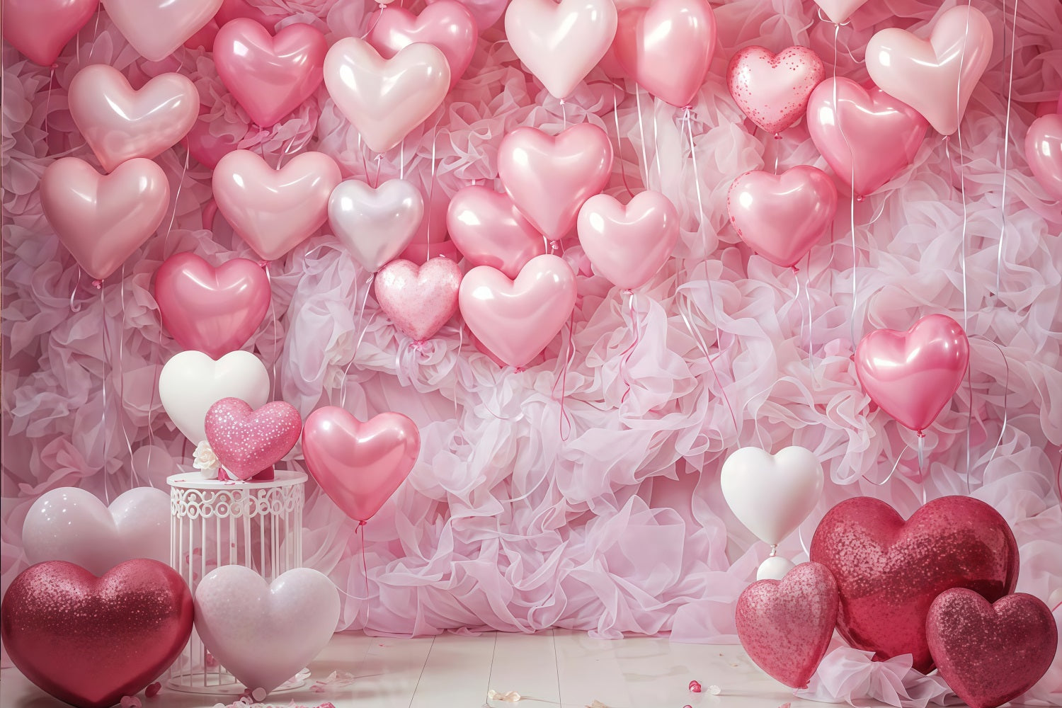 Valentine Backdrop Pink Heart Balloon Wall Valentine's Day Backdrop UK MRR9-88