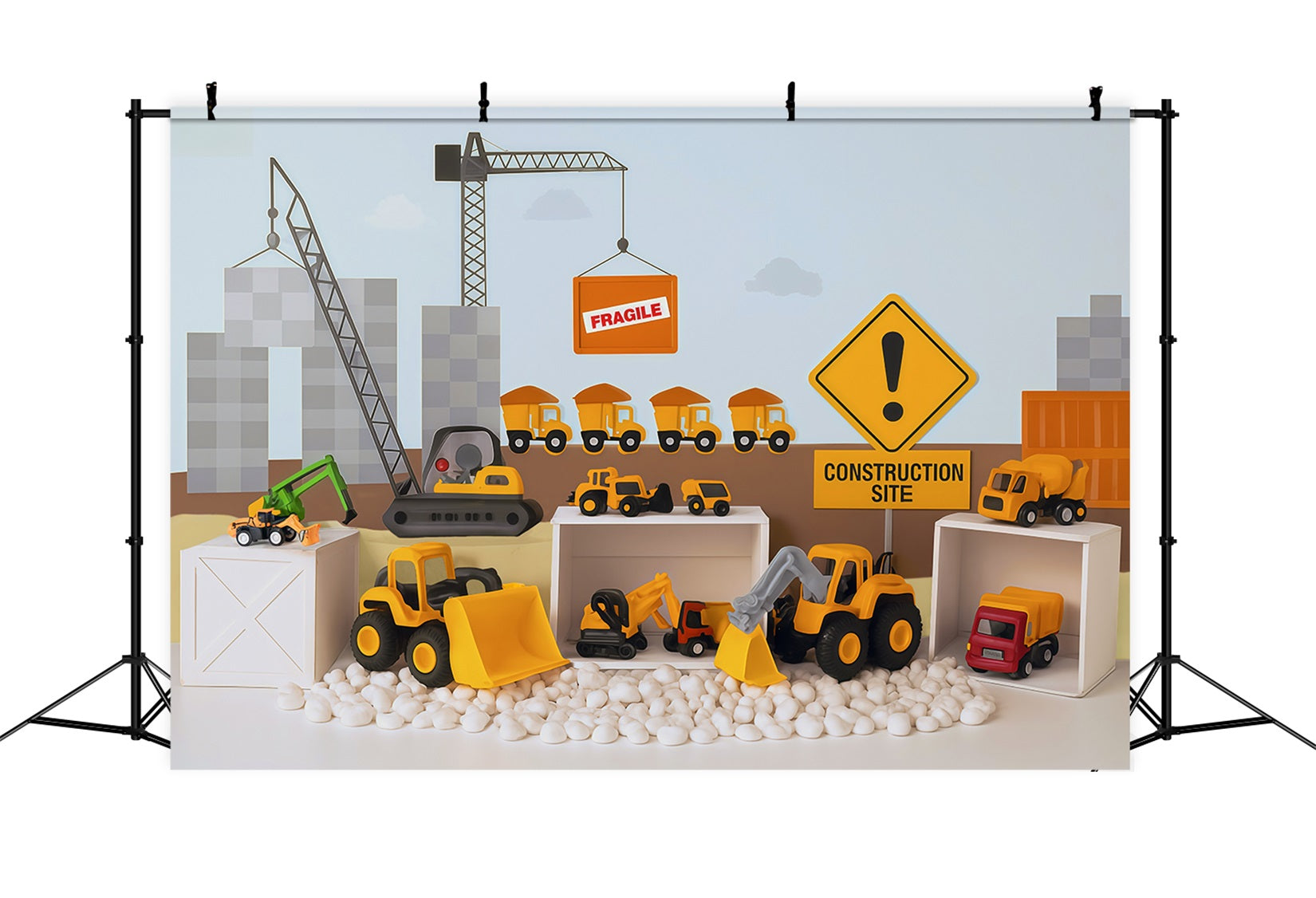 Kids Photo Backdrop Construction Trucks Toy Display Newborn Backdrop UK MRR9-9