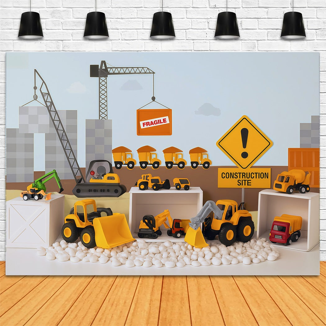 Kids Photo Backdrop Construction Trucks Toy Display Newborn Backdrop UK MRR9-9