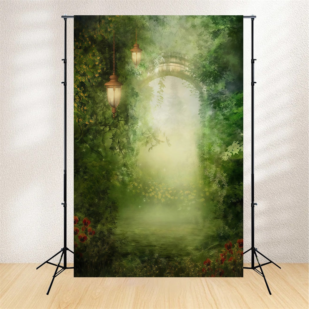 Enchanted Forest Backdrop Magical Misty Arch Lanterns Forest Backdrop UK MRR9-94