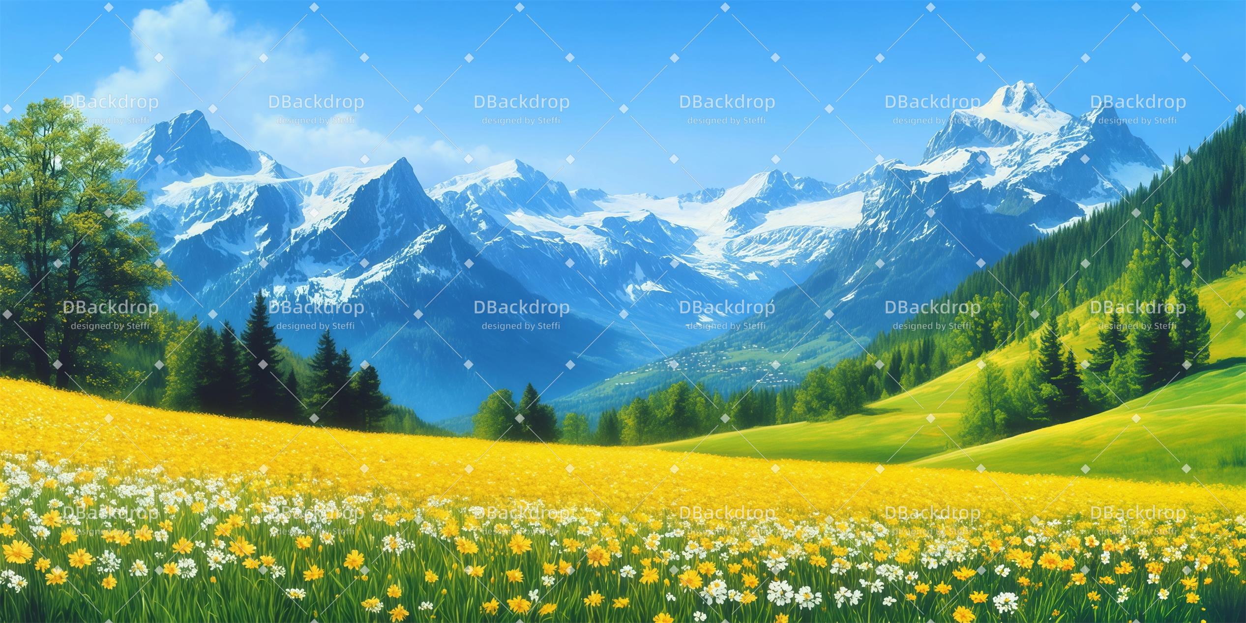 School Play Backdrop Mountain Edelweiss Stage Backdrops for Sale UK CSH59-T71