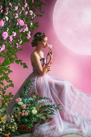 Fantasy Rose Petunia Garden Full Moon Backdrop RR3-02