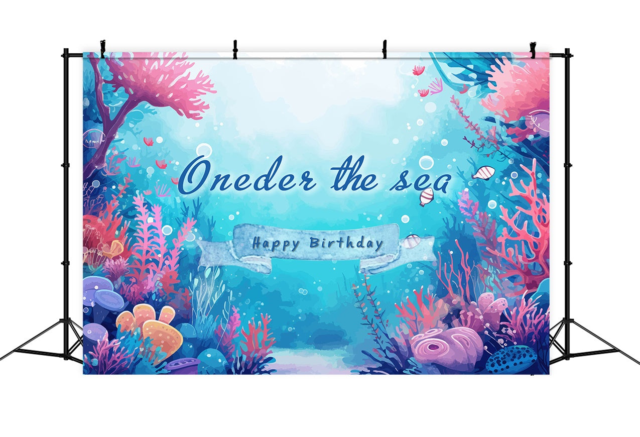 Personalized Birthday Backdrop Vibrant Underwater Coral Backdrop UK RR1-42