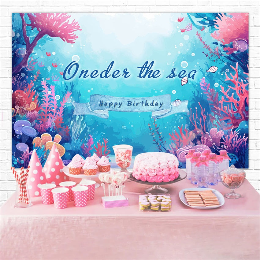Personalized Birthday Backdrop Vibrant Underwater Coral Backdrop UK RR1-42
