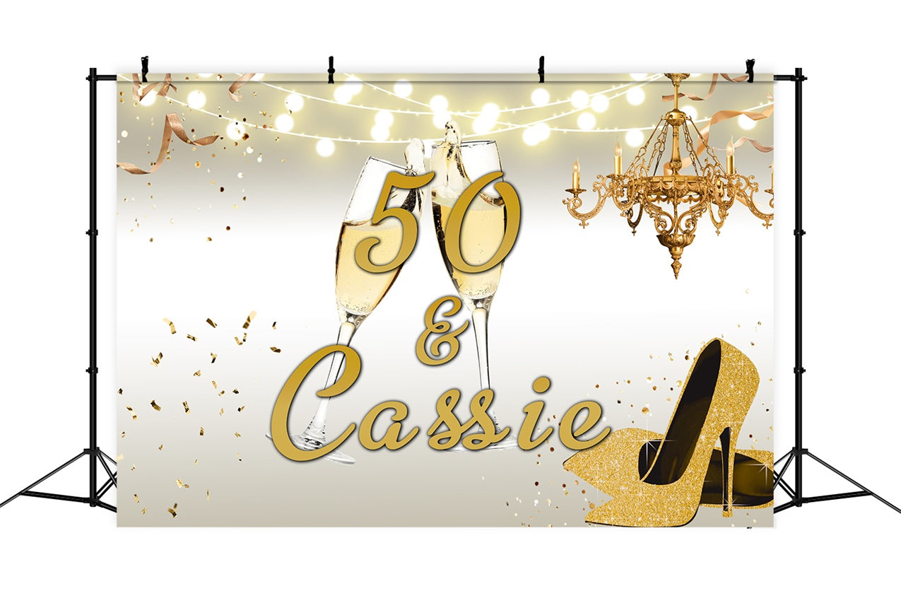 Custom Made Birthday Backdrops Golden Champagne Chandelier Backdrop UK RR1-8