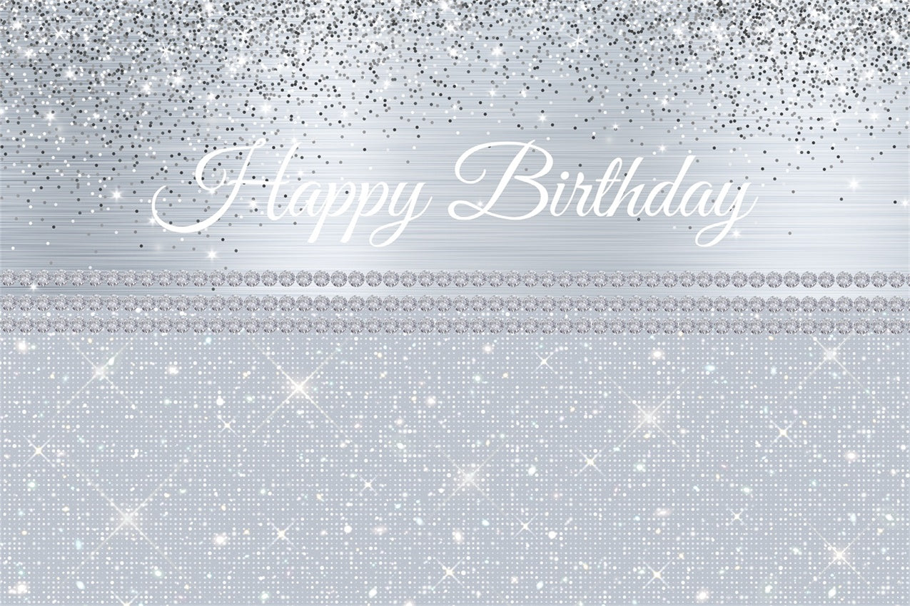 Personalized Birthday Backdrops Silver Glitter Sparkle Backdrop UK RR12-16