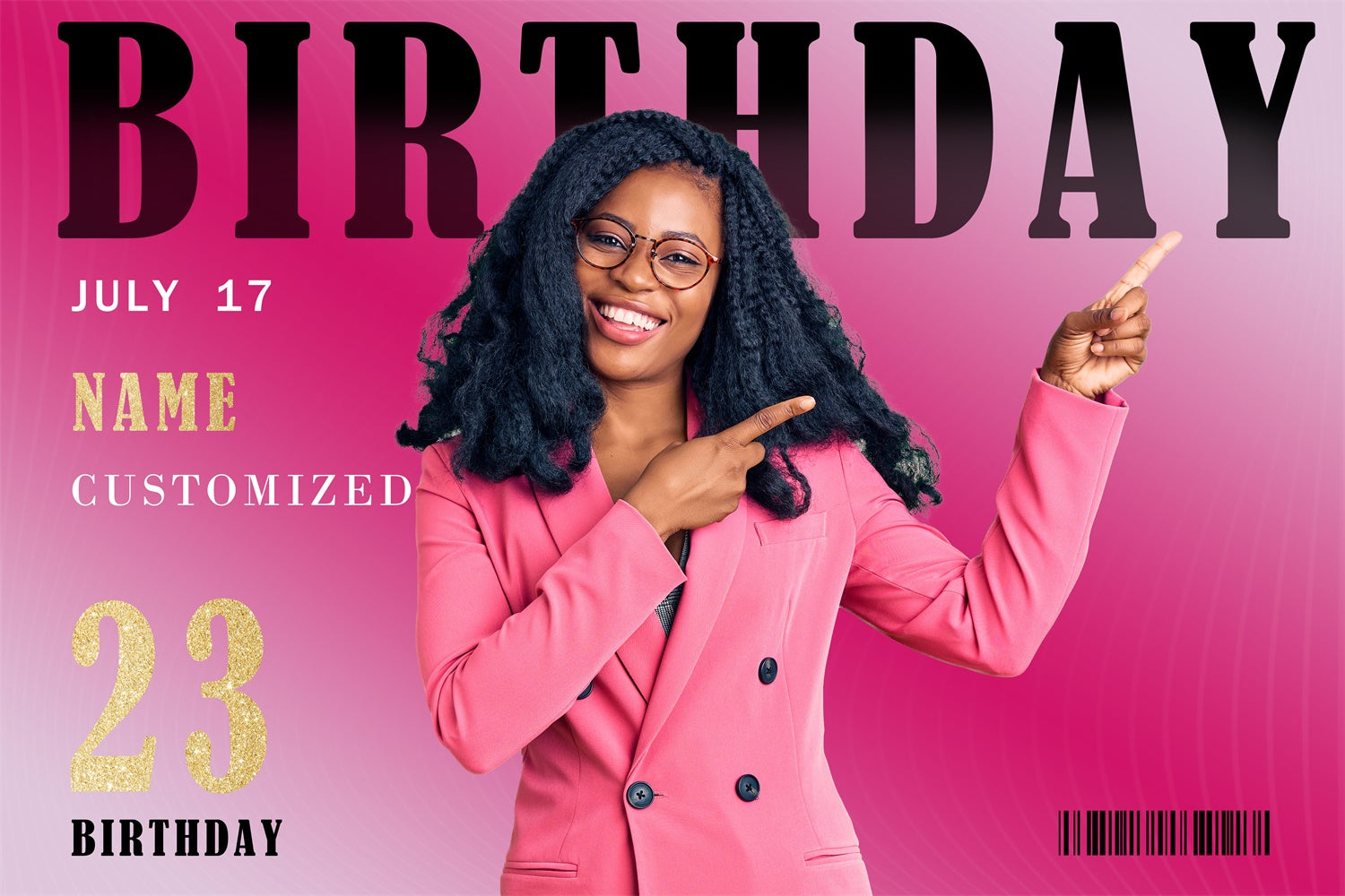 Customized Birthday Backdrop Stylish 23rd Celebration Pink Backdrop UK RR12-22