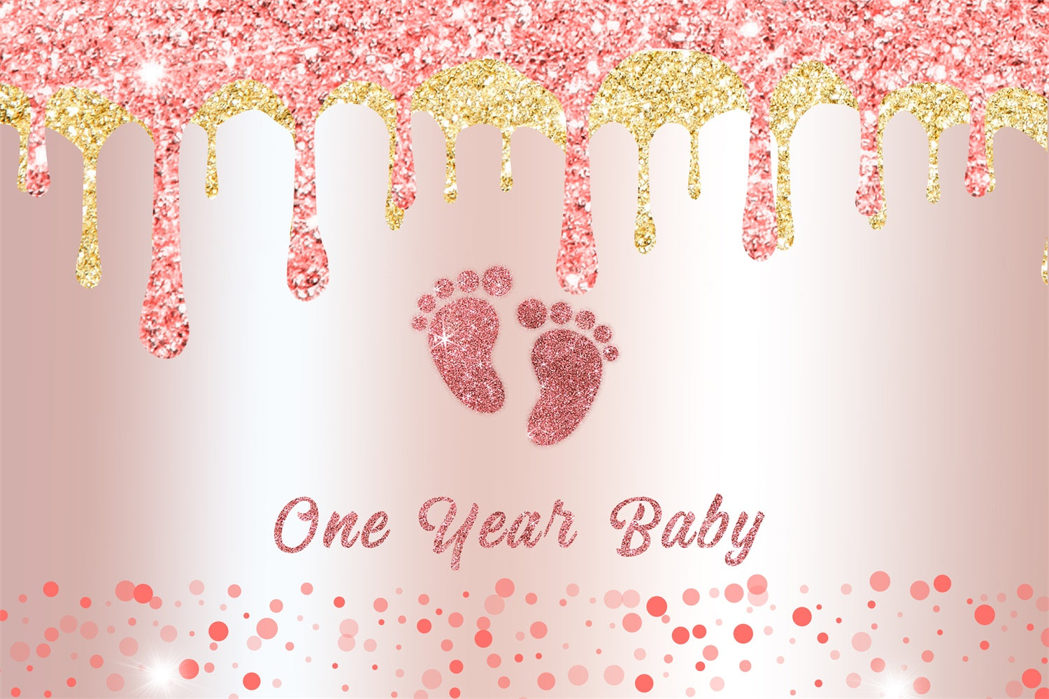 Custom Birthday Backdrops Glittering Pink Baby Feet Backdrop UK RR12-89