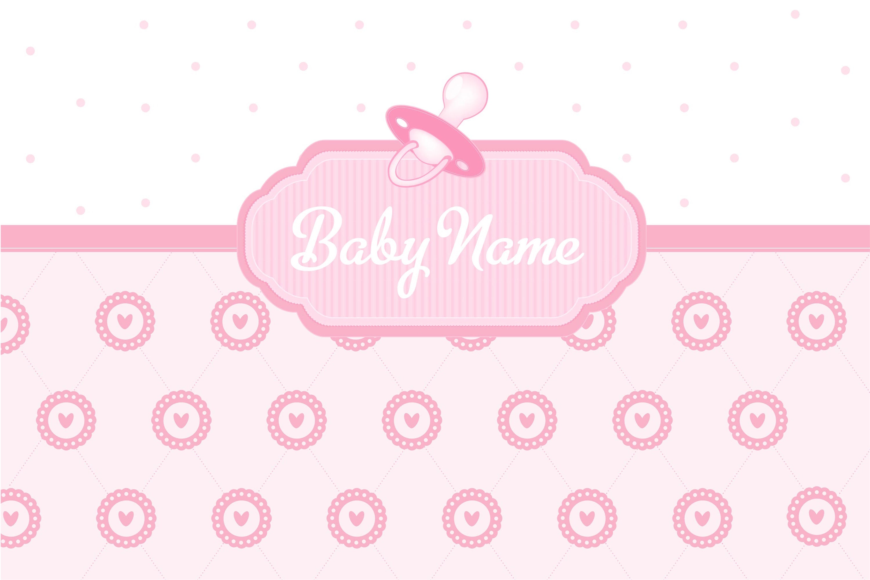 Custom Name Birthday Backdrop Pink Baby Theme Backdrop UK RR12-90