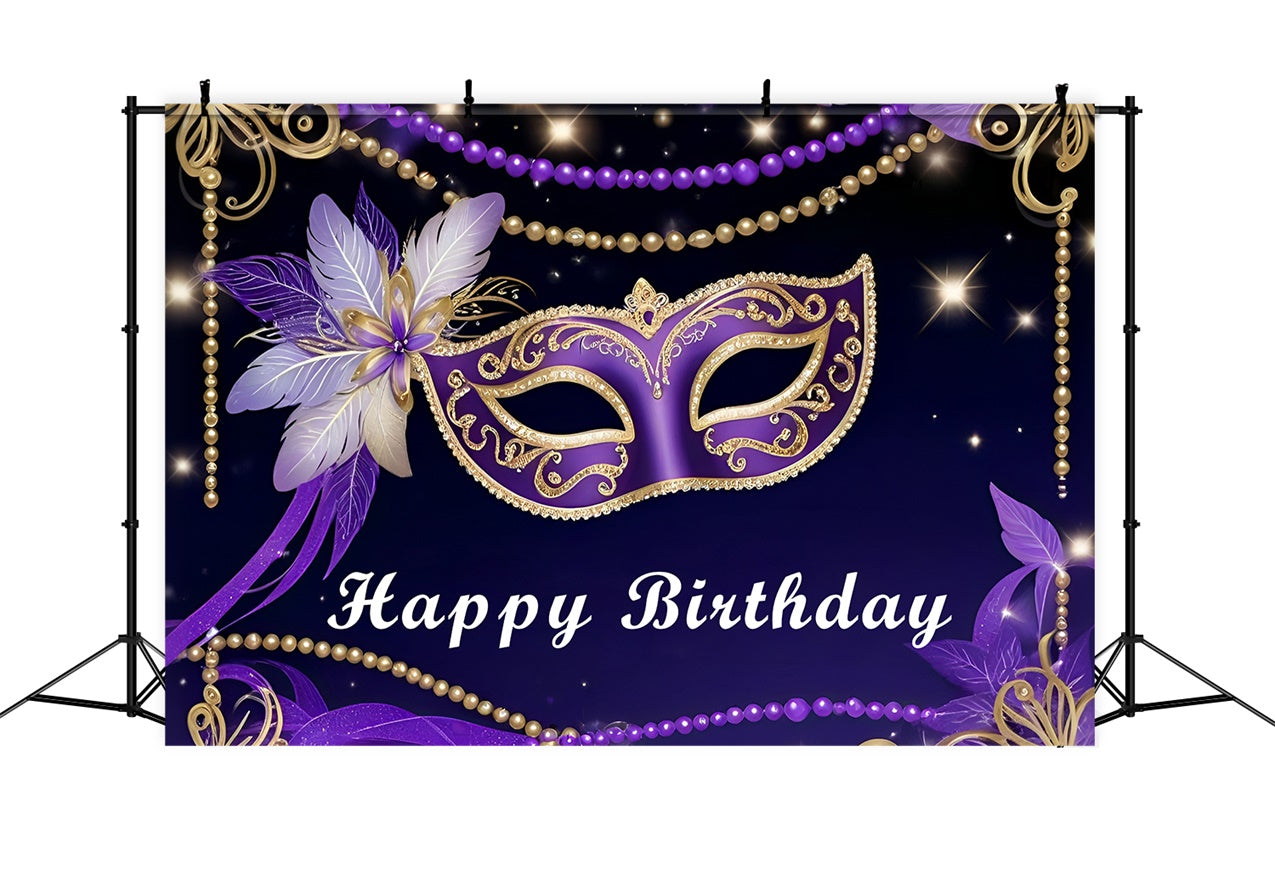 Birthday Backdrop Custom Purple Mask Celebration Backdrop UK RR12-97