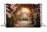 Spring Pink Rose Garden Arch Romantic Backdrop RR3-11